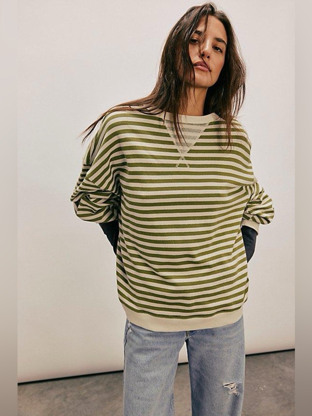 Free People We The Free Classic Striped Oversized Crewneck sweatshirt
